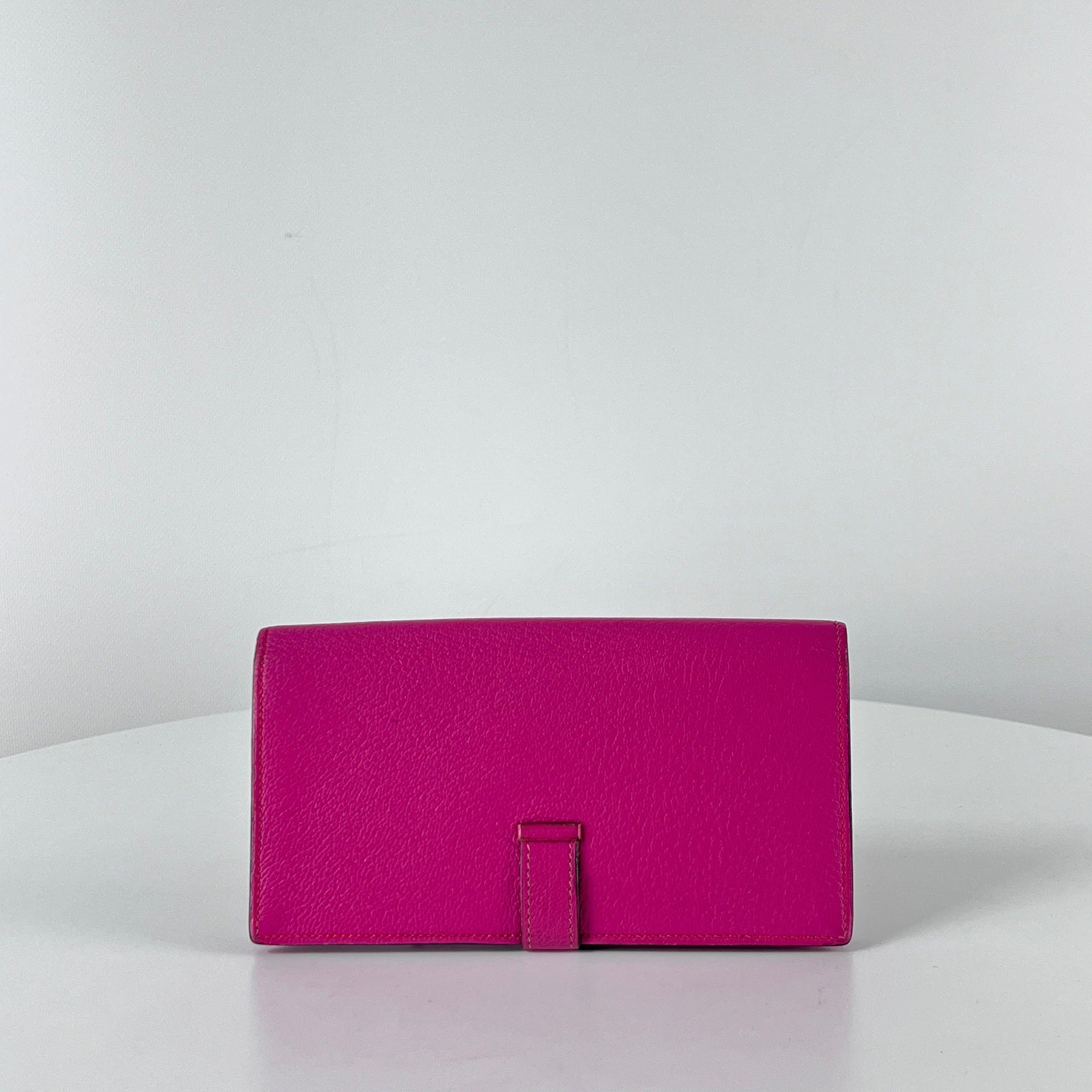 Viola Hermès Béarn Wallet Pink Leather Gold Hardware 2008 in vendita