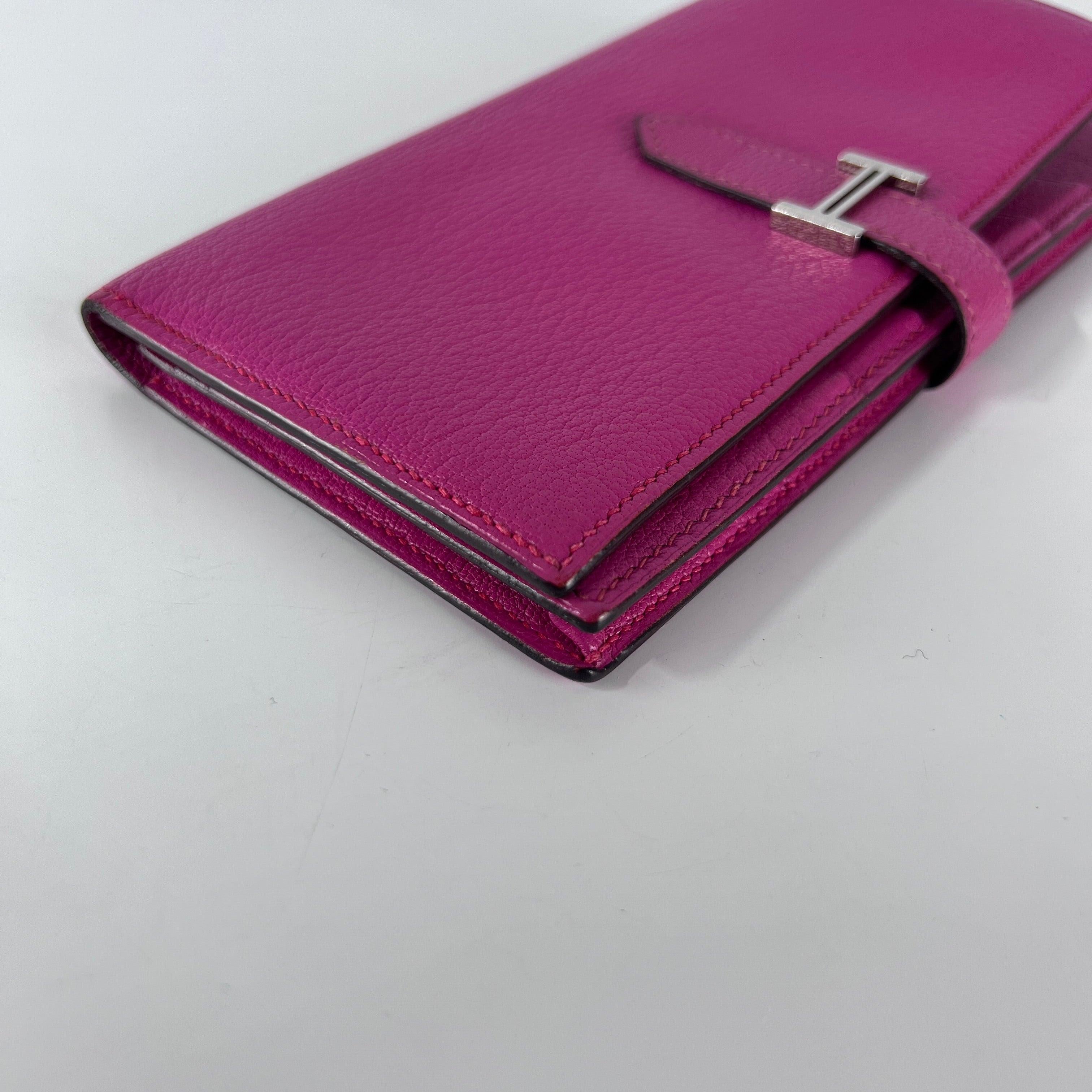 Hermès Béarn Wallet Pink Leather Gold Hardware 2008 in vendita 1