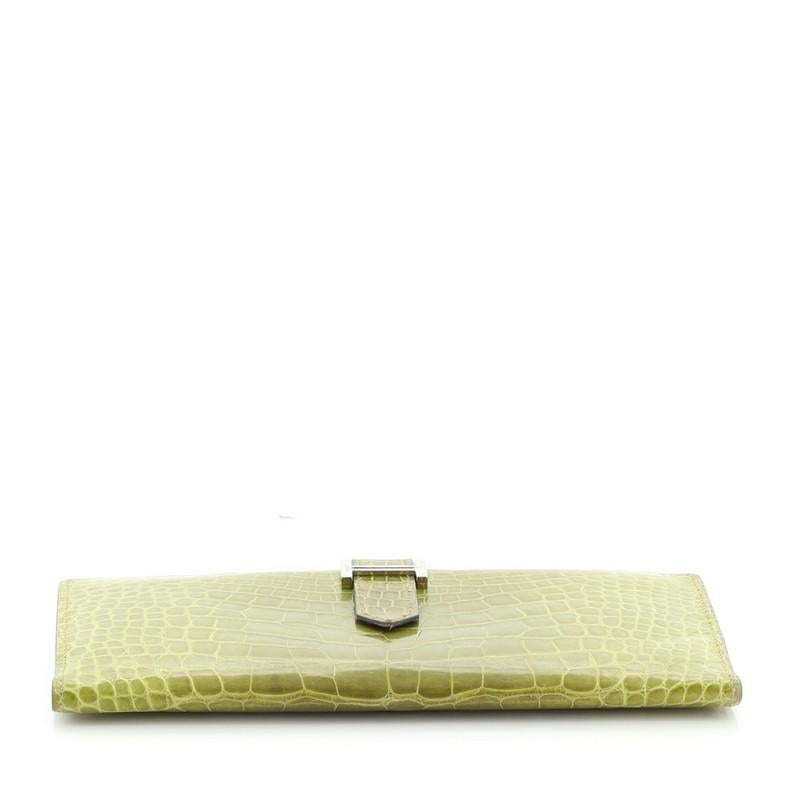 Women's or Men's Hermes  Bearn Wallet Shiny Alligator Long