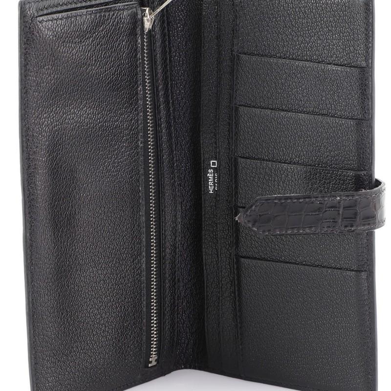 Black Hermes Bearn Wallet Shiny Alligator Long