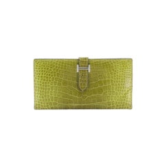 Hermès Constance Long Wallet Matte Alligator Vert Fonce / Ombre