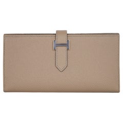 Hermes Bearn Brieftasche Trench Palladium Hardware Epsom Leder Neu w/Kasten
