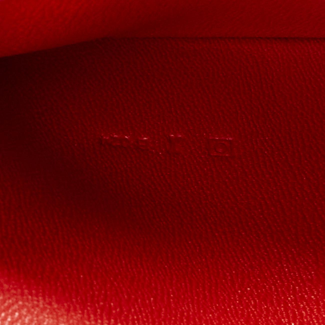 HERMÈS Bearne, portefeuille long rouge en cuir à échelle argentée avec logo H en vente 4
