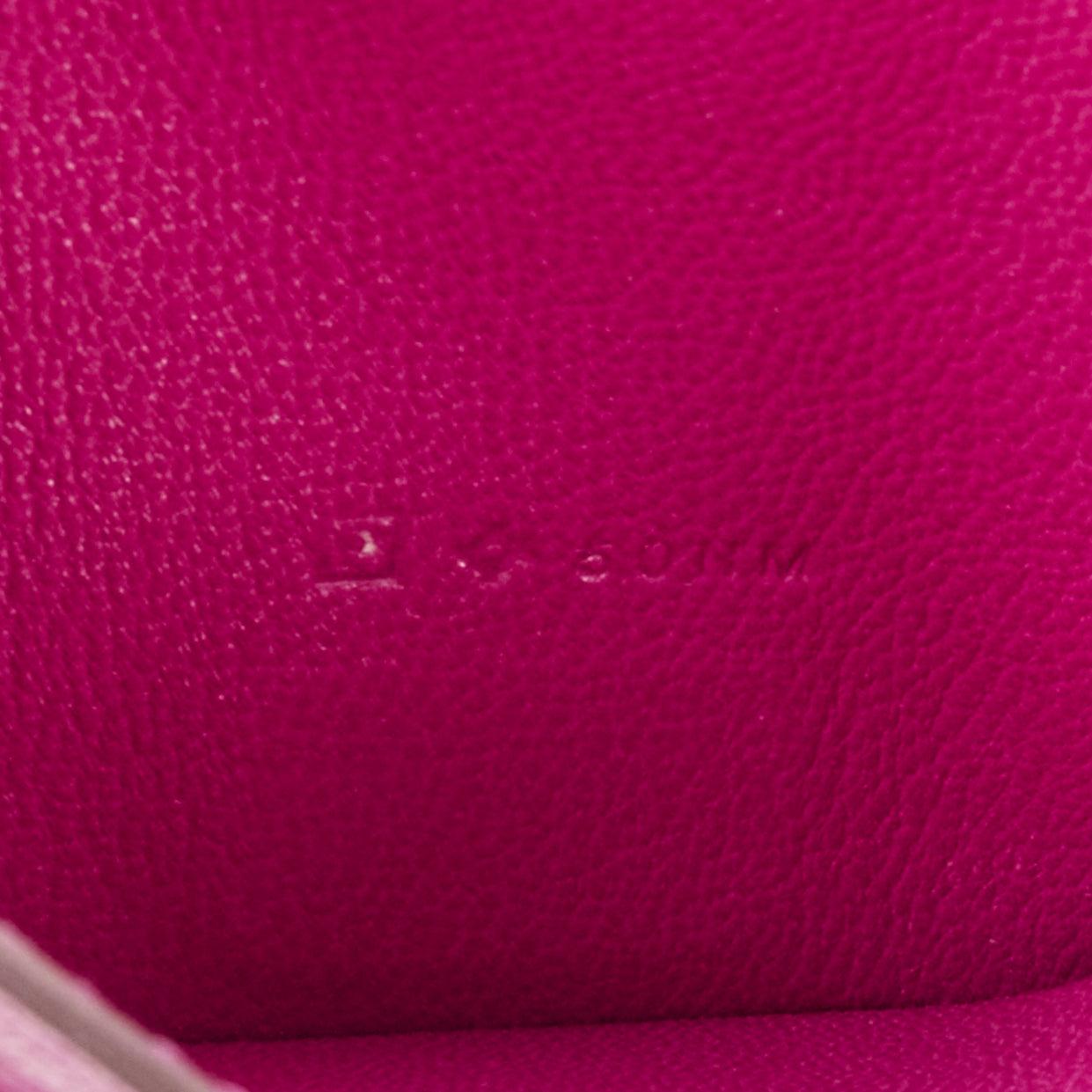 HERMES Bearne Soufflet Rose purple shiny scaled leather long wallet For Sale 5