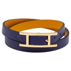 Hermès Behapi Bicolor Gold Plated Double Tour Reversible Bracelet T3