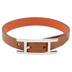 Hermes horsebit bracelet AG925 leather color Silver Brown hardware