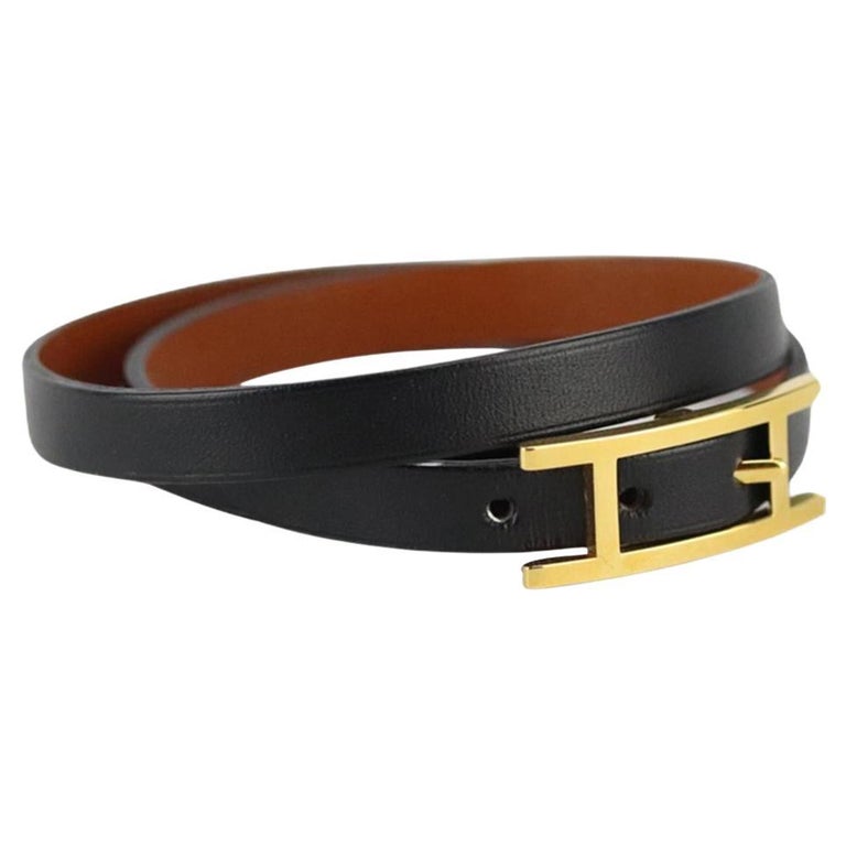HERMES biapi double tour leather bracelet Accessories purple