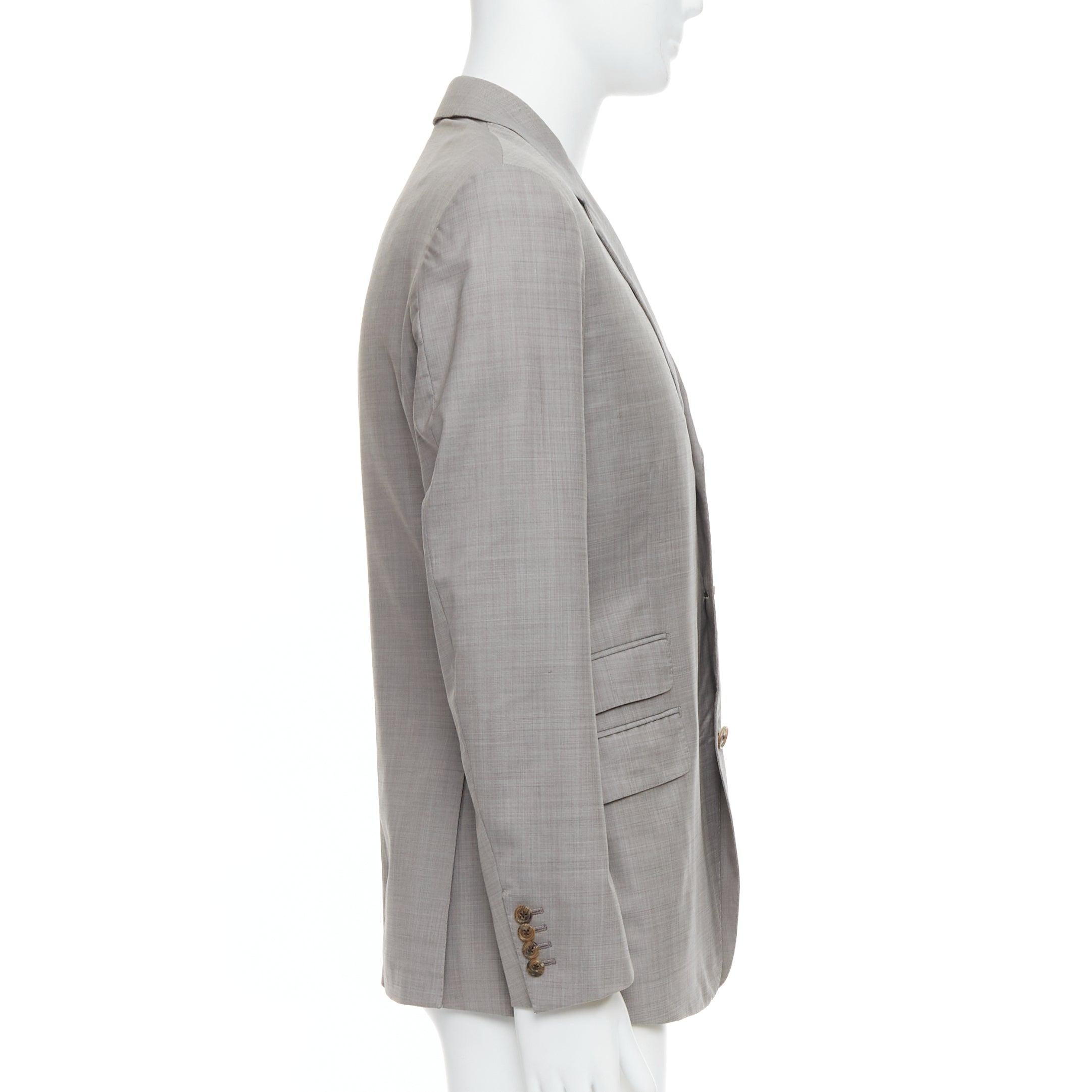 HERMES beige 100% lana 3 tasche con dettagli cuciti a mano abito blazer FR48 M In condizioni buone in vendita a Hong Kong, NT