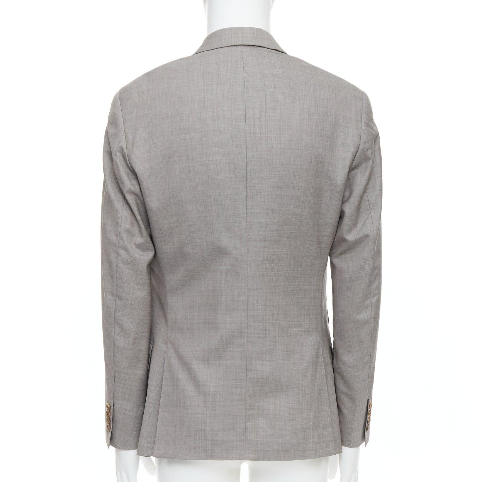 Uomo HERMES beige 100% lana 3 tasche con dettagli cuciti a mano abito blazer FR48 M in vendita