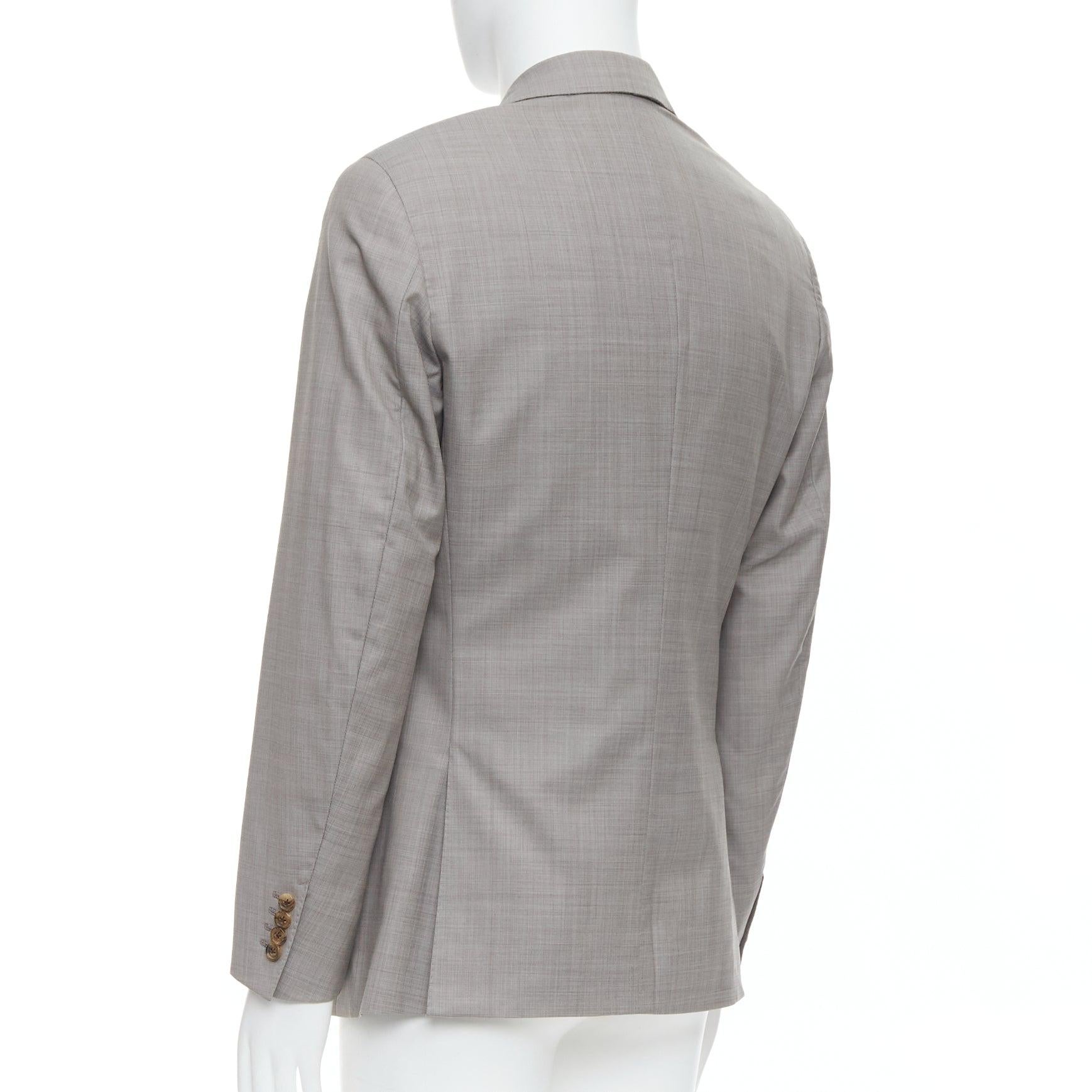 HERMES beige 100% lana 3 tasche con dettagli cuciti a mano abito blazer FR48 M in vendita 1