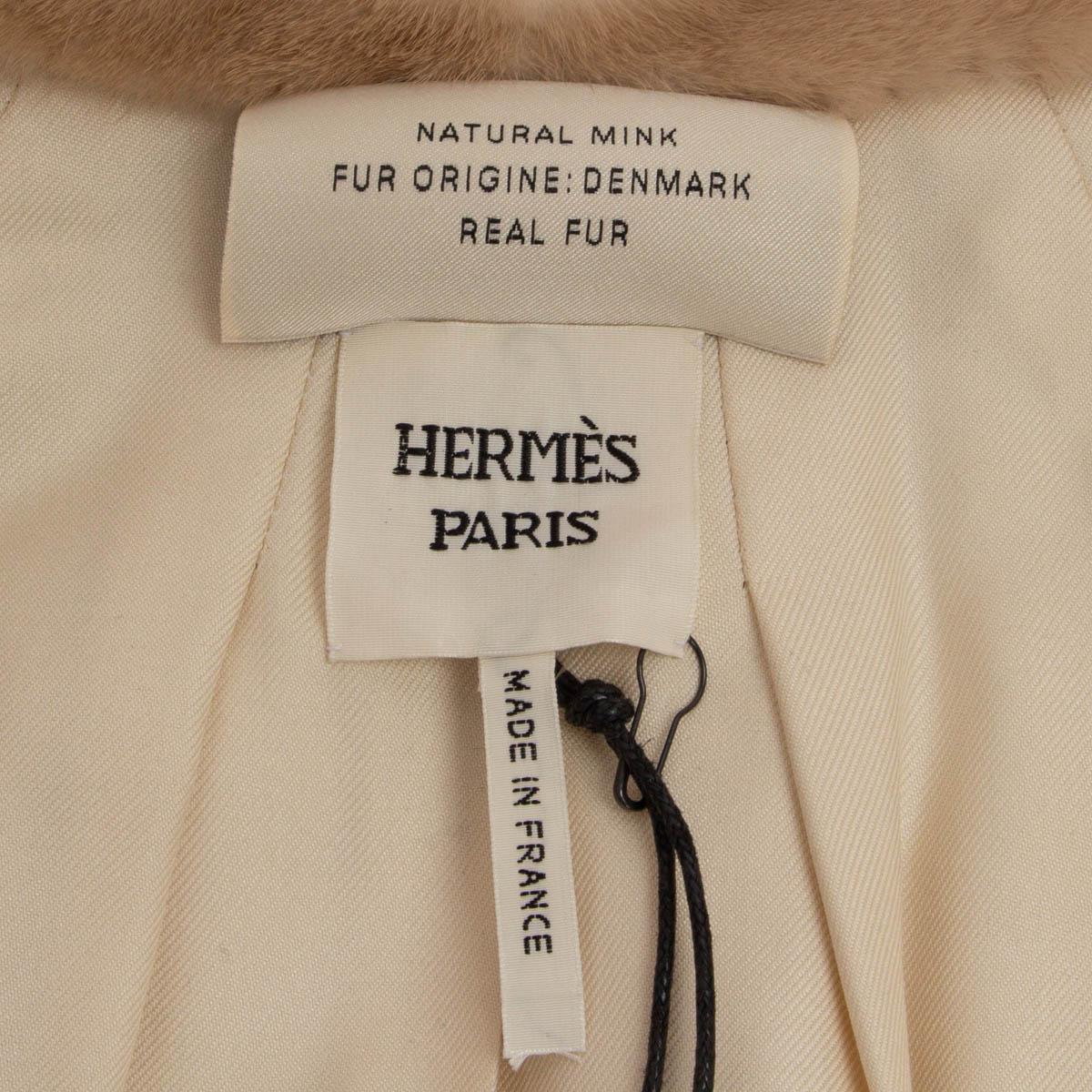 HERMES beige 2015 MINK FUR Jacket 38 S For Sale 2