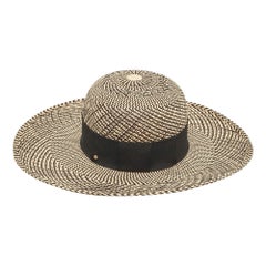 Cappello Panama Anouk in paglia beige/nero di Hermes