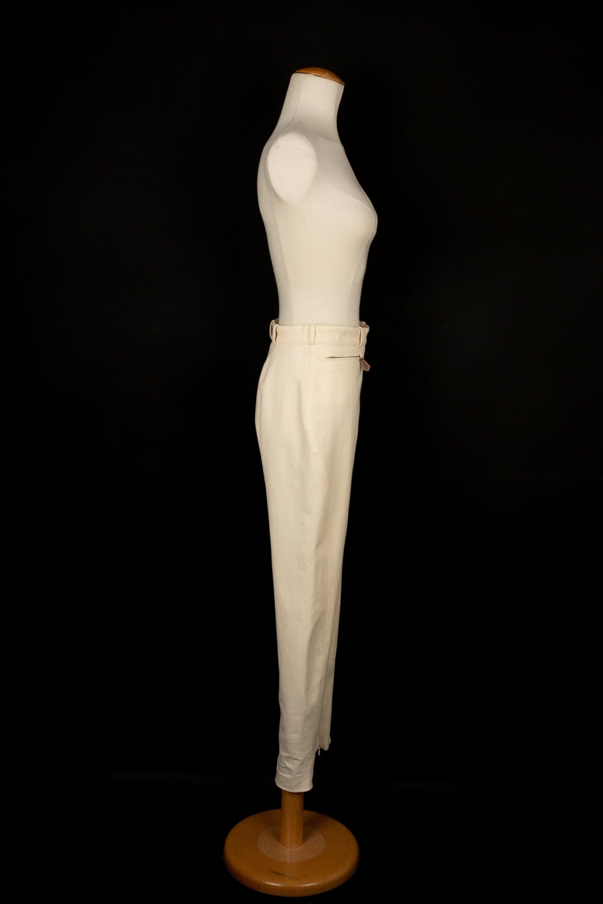 Women's Hermès Beige Blended Cotton Horserider Pants For Sale