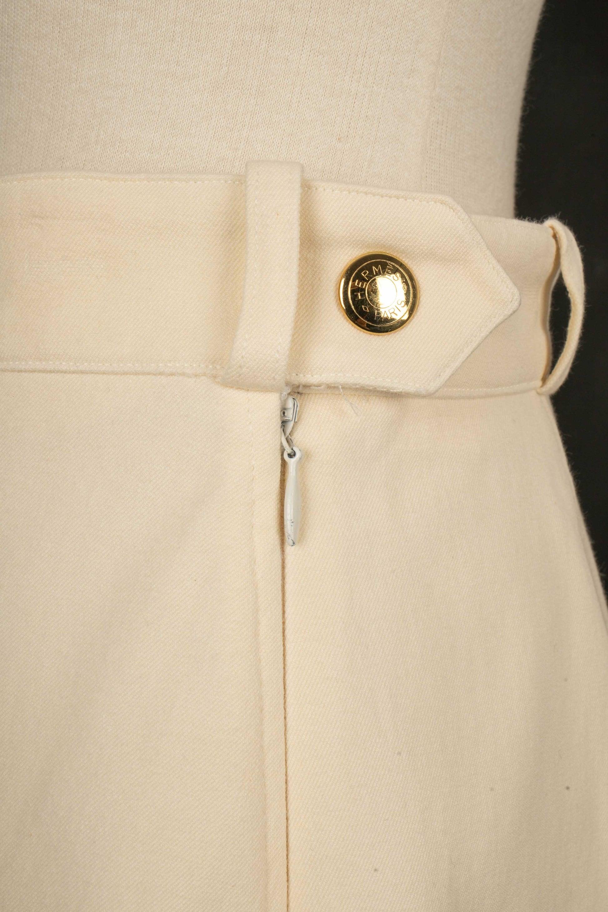 Hermès Beige Blended Cotton Horserider Pants For Sale 1