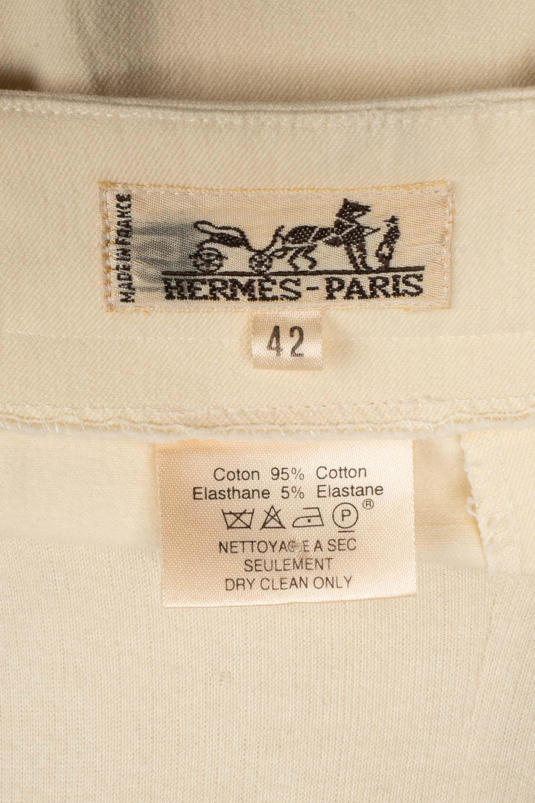 Hermès Beige Blended Cotton Horserider Pants For Sale 5