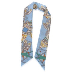 Hermès Beige Bleu Ciel Jaune Vif Silk Odyssey Twilly