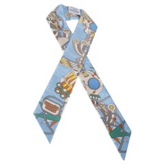 Hermès Beige Bleu Ciel Jaune Vif Silk Odyssey Twilly
