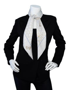 Hermes Beige/Blue Bateau Fleuri Ship Print Silk Scarf