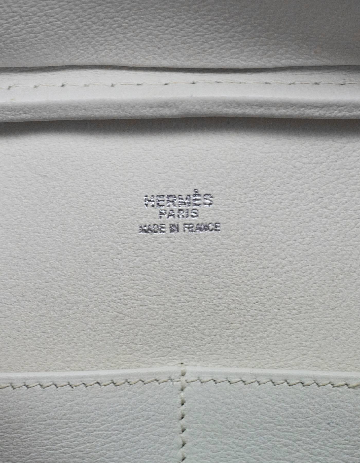Hermes Beige Canvas & White Leather Toile 32cm Plume Bag 6