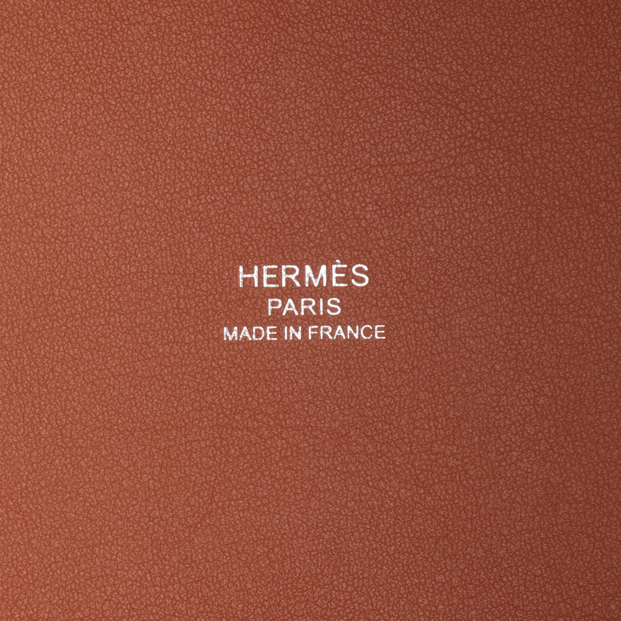 HERMÈS Beige Canvas & Gold Swift Leather Cabas H en Biais 27 bag 4