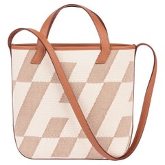 HERMÈS Beige Canvas & Gold Swift Leder Cabas H en Biais 27 Tasche