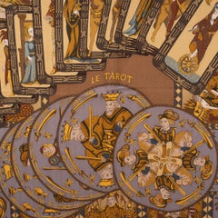 HERMES beige cashmere silk LE TAROT 140 Scarf
