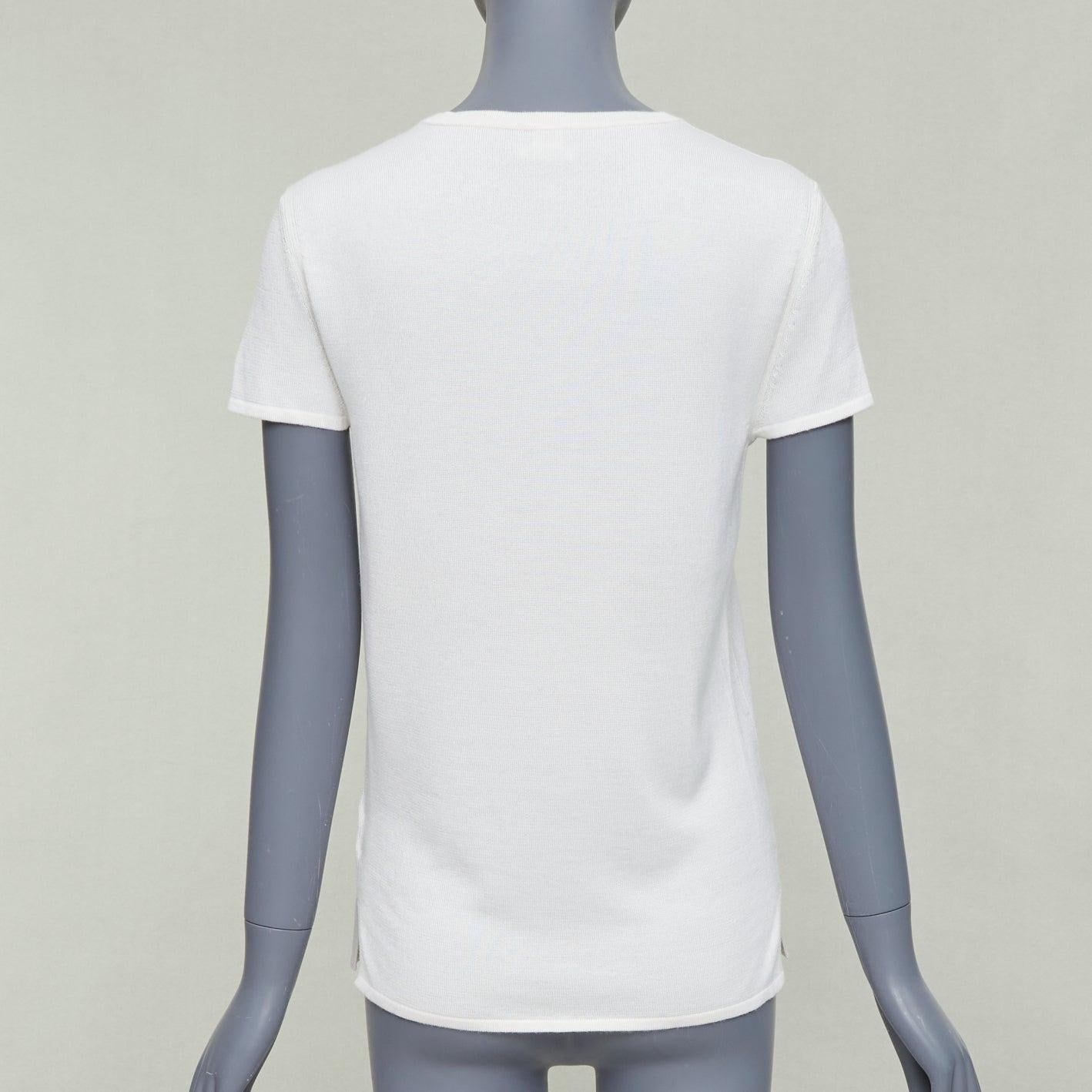De las mujeres Jersey jersey de manga corta HERMES beige de cachemira de seda plateada H charm FR36 S en venta