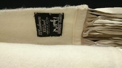 Hermès Beige Cashmere/Wool Scarf with stripes in leather. Like new.