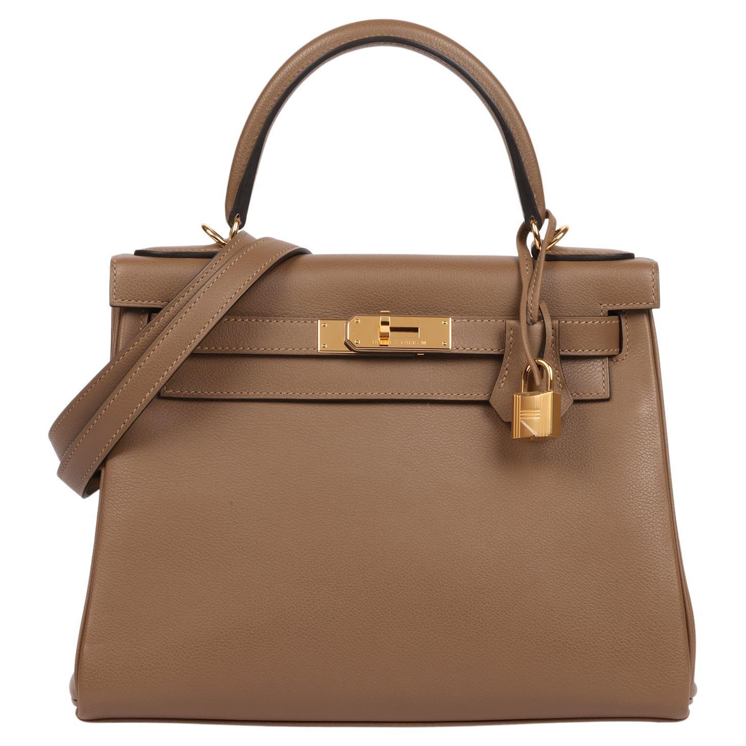 Hermès Beige de Weimar Evercolour Piel Kelly 28cm Retourne