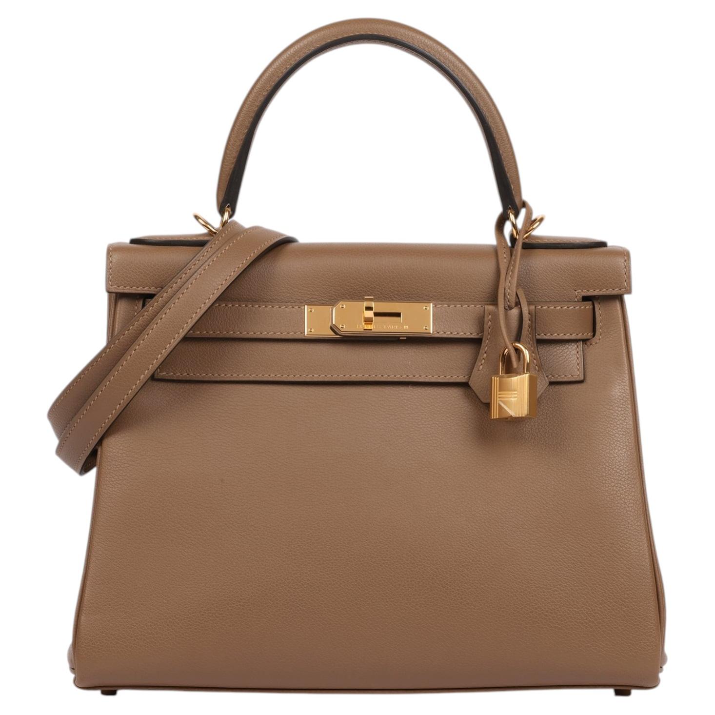 Hermès Beige de Weimar Evercolour Leder Kelly 28cm Retoure im Angebot