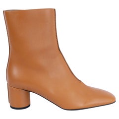 HERMES Beige Dore leather DEDALE BLOCK HEEL Ankle Boots Shoes 37.5