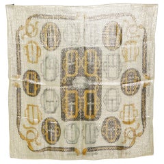 Hermes Beige/Gold Bouclerie d'Attelage Lurex Silk Glitter Scarf