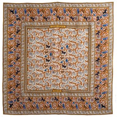 Hermes beige gold CHASSE EN INDE 90 silk twill Scarf