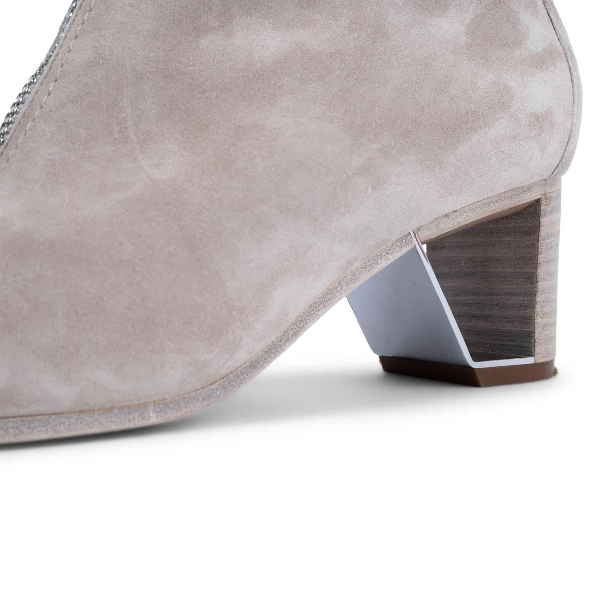 HERMES Beige Grege grey suede BECKY Ankle Boots Shoes 37 For Sale 3