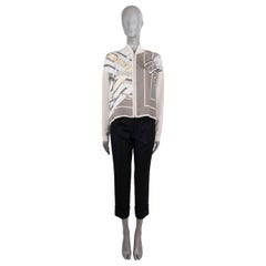 HERMES beige & grey 2019 MORS A JOUETS TWILLAINE & SILK BOMBER Jacket S