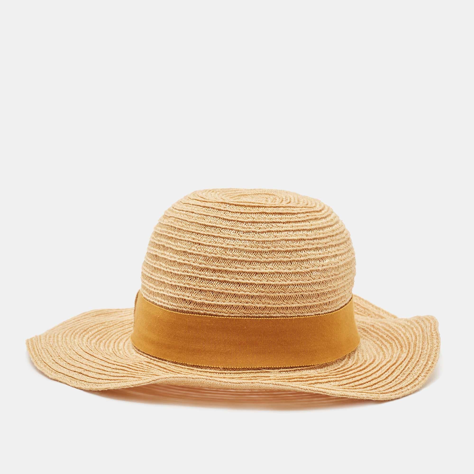 Hermès Beige Hemp Summer Hat Size 56 In Good Condition In Dubai, Al Qouz 2