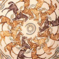 Hermes Beige La Ronde Des Jockeys Silk Square Scarf