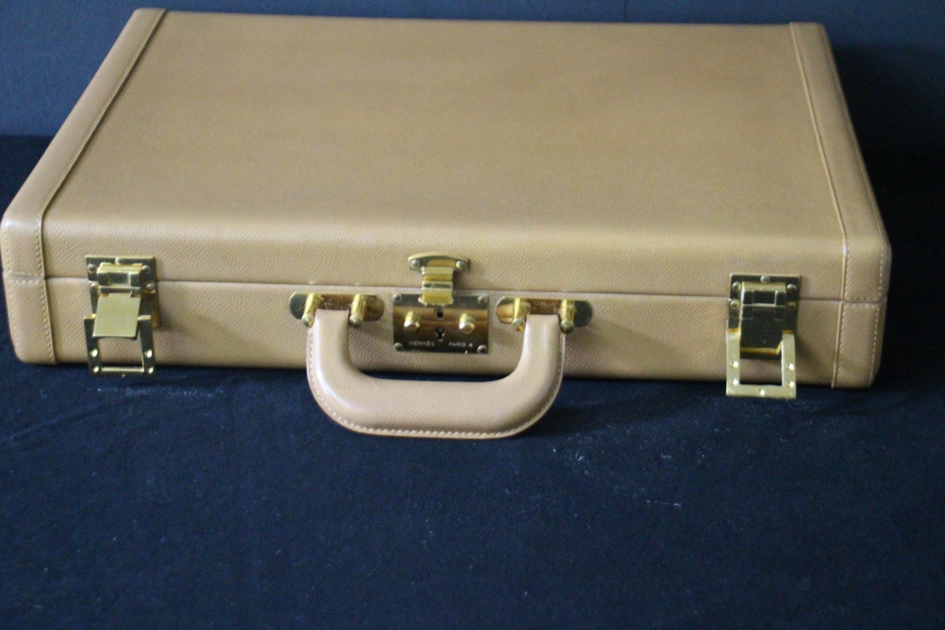 Hermès Beige Leather Briefcase, Hermes Attache, Hermes Bag For Sale 10