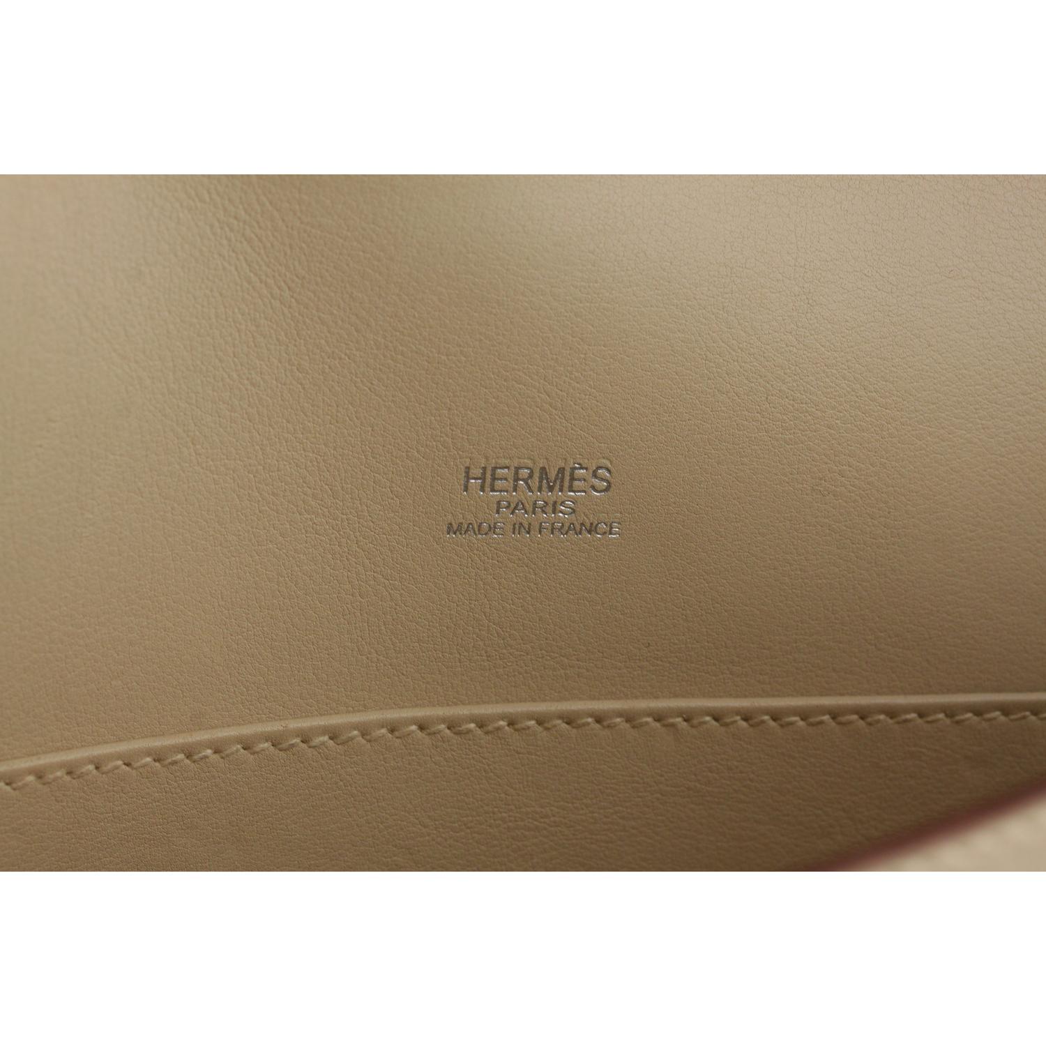 Hermes Beige Leather Kelly Cut Clutch Bag Pochette 6