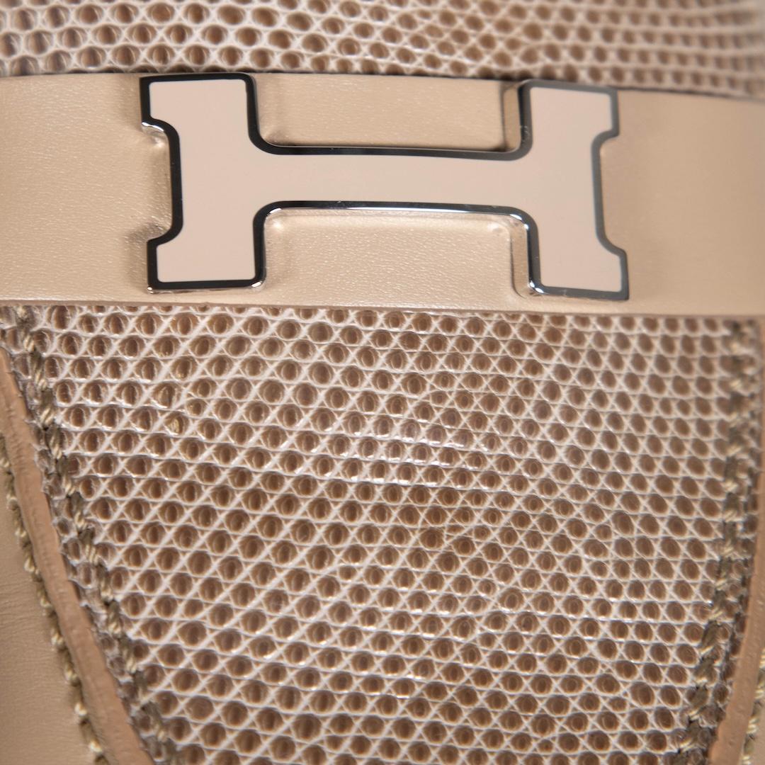  Hermès Mocassins Paris en cuir beige avec panneaux en lézard Taille IT 39 Pour femmes 