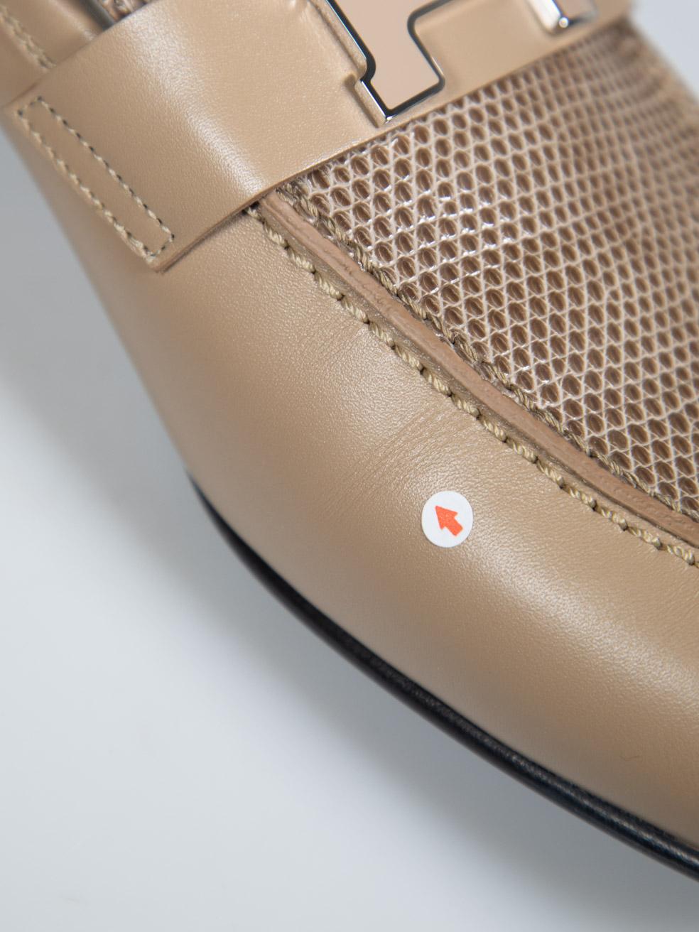 Hermès Mocassins Paris en cuir beige avec panneaux en lézard Taille IT 39 2
