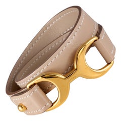 Hermès - Bracelet double tour Pavane en cuir beige