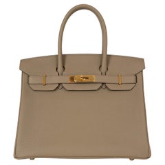 HERMES Beige Marfa Togo leather BIRKIN 30 Bag Ghw