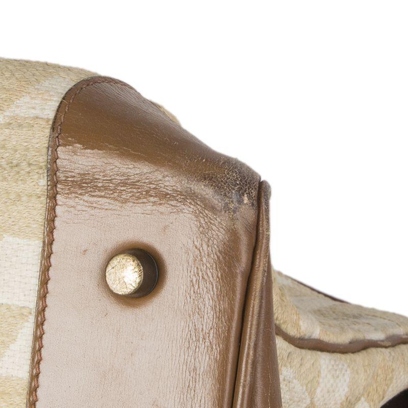 Women's or Men's HERMES beige MONOGRAM CANVAS leather VINTAGE HAUT A COURROIES 40 HAC BIRKIN Bag