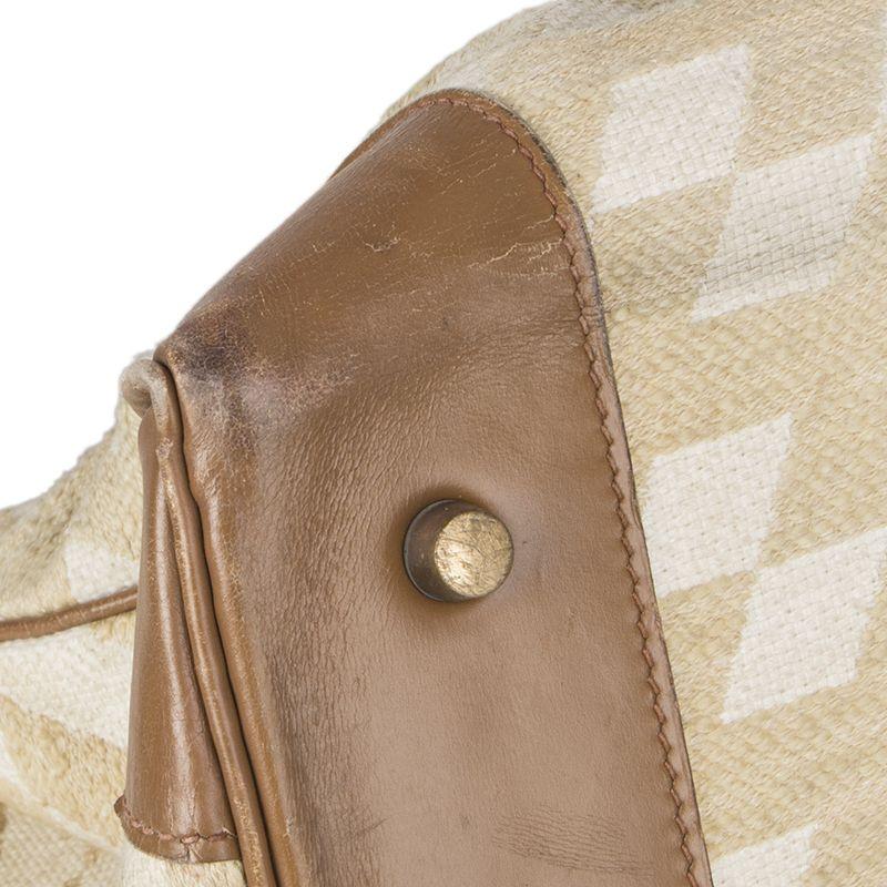HERMES beige MONOGRAM CANVAS leather VINTAGE HAUT A COURROIES 40 HAC BIRKIN Bag 1