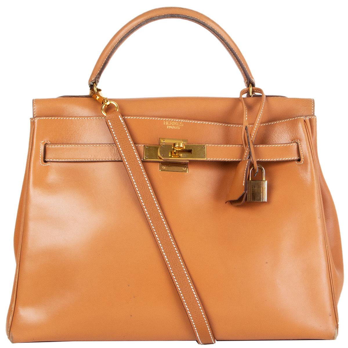 HERMES beige Boîte naturelle cuir KELLY 32 RETOURNE Sac en vente 9