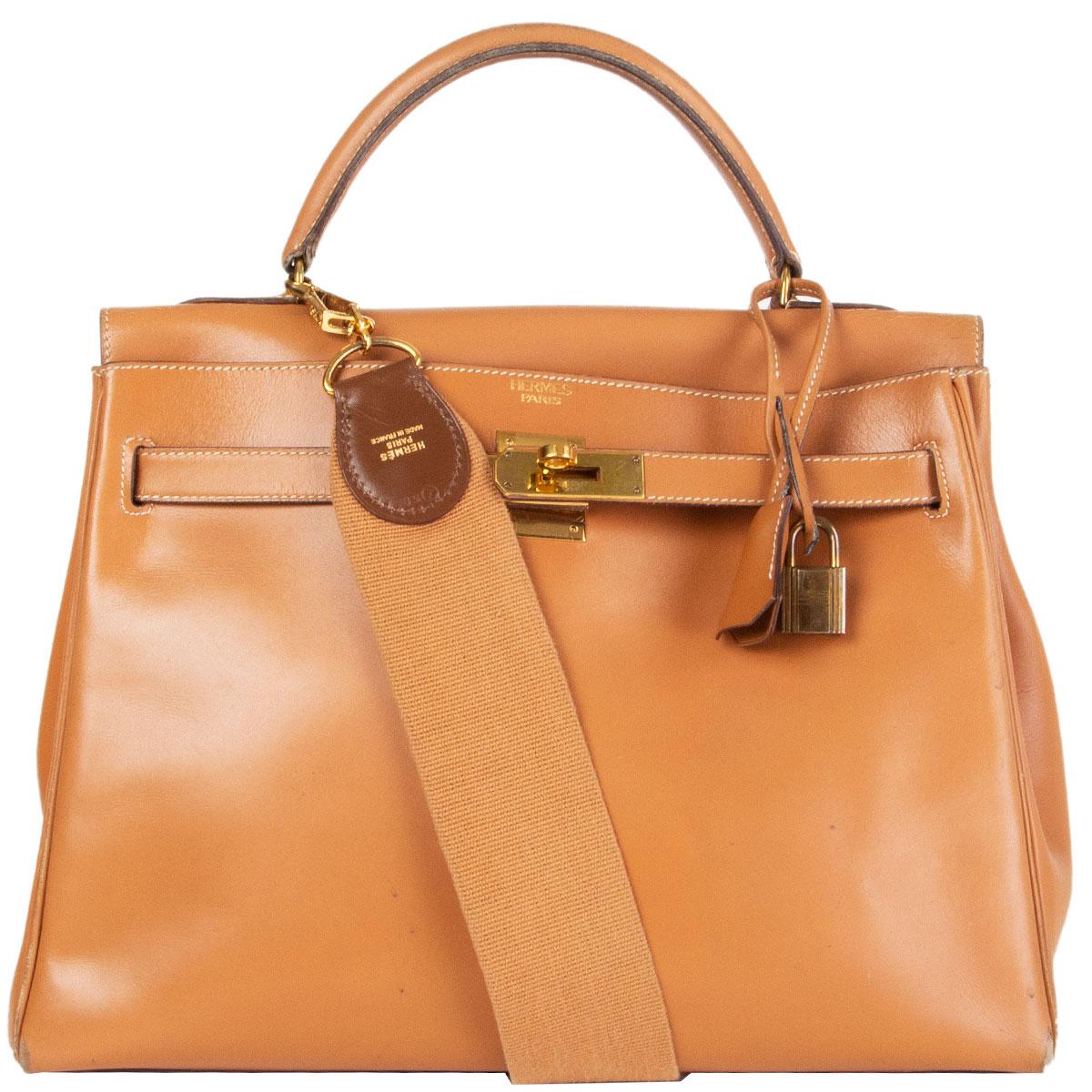 HERMES beige Boîte naturelle cuir KELLY 32 RETOURNE Sac en vente 10