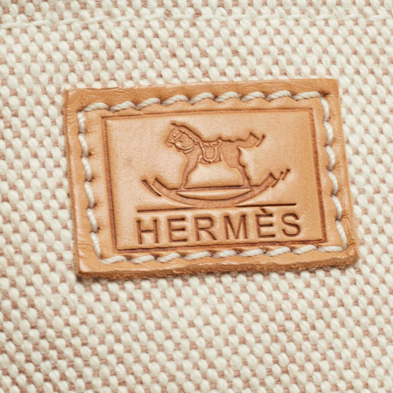 Hermes Beige/Natural Canvas and Leather Diaper Messenger Bag For Sale