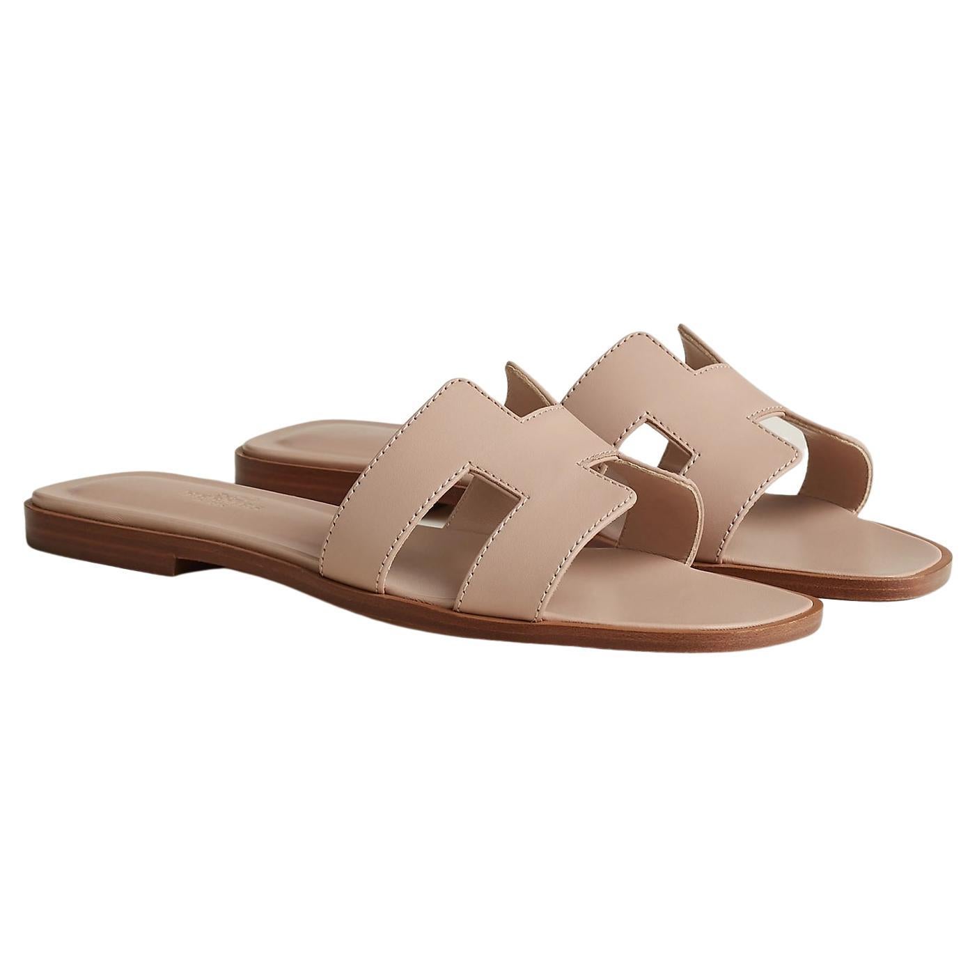 Hermes Beige Nude Oran sandal Size 37 For Sale at 1stDibs