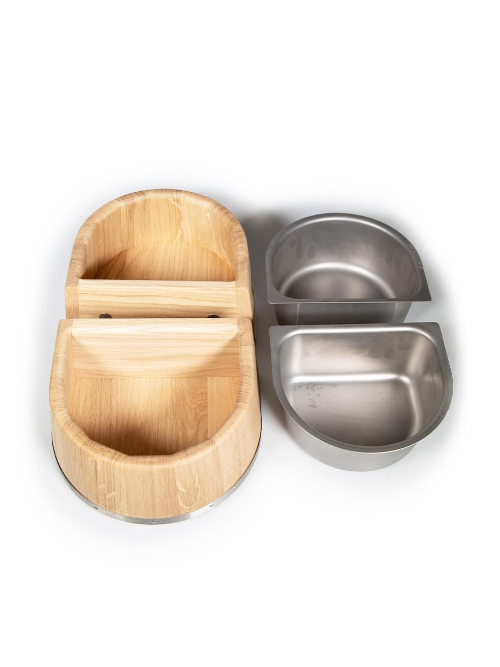 Hermès Beige Oak Wood Chaine d'Ancre Dog Bowl In Good Condition In London, GB